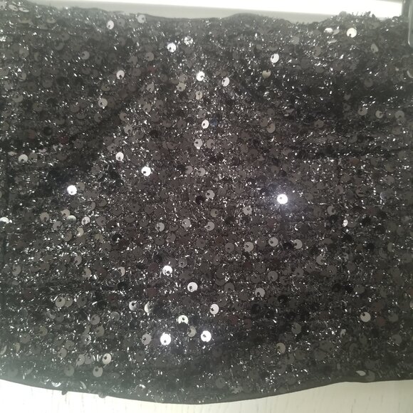 NWT Shein SXY XL Black Sequin Tube Top Zip Back Strapless - Picture 2 of 7